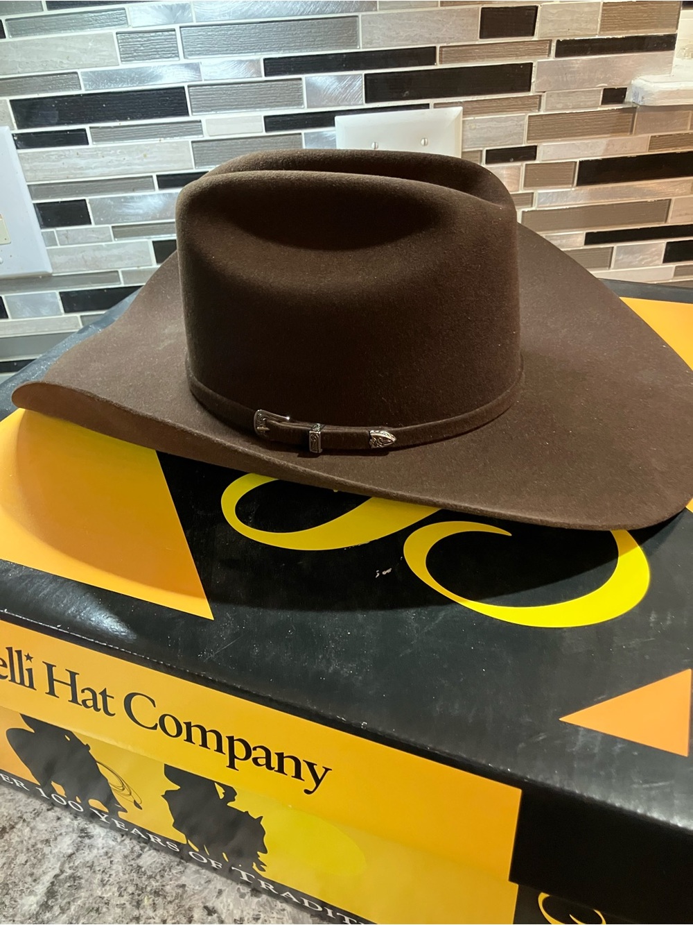 Serratelli 5X Remington Western Cowboy Chocolate Hat Mens Size 7 Made In USA